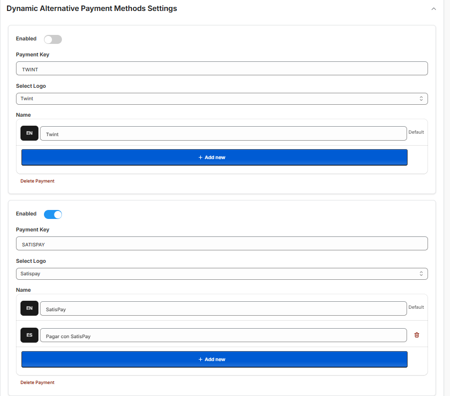 Shopify Embedded Multi-APMs: Dynamic Alternative Payment Methods Settings